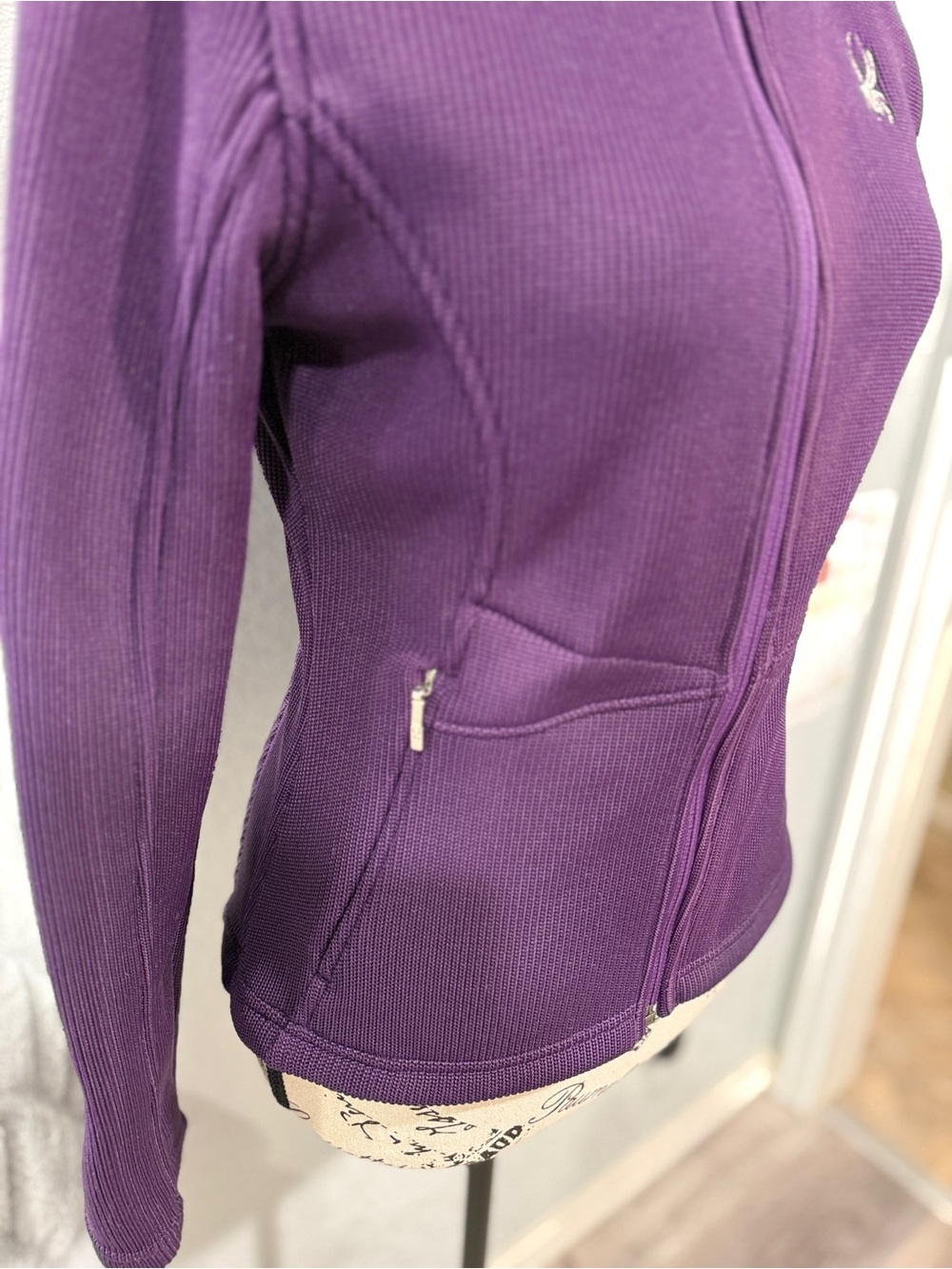 Spyder Jacket Women’s Small Purple Full Zip Fleece Knit Ski Outdoor Layer - Picture 4 of 10